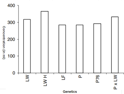Concentration of a boar semen ejaculate  in function of his genetic